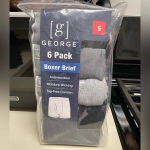 George 6 Pack Boxer Brief, Size Small 28-30, Black, Dark Grey and light Grey
